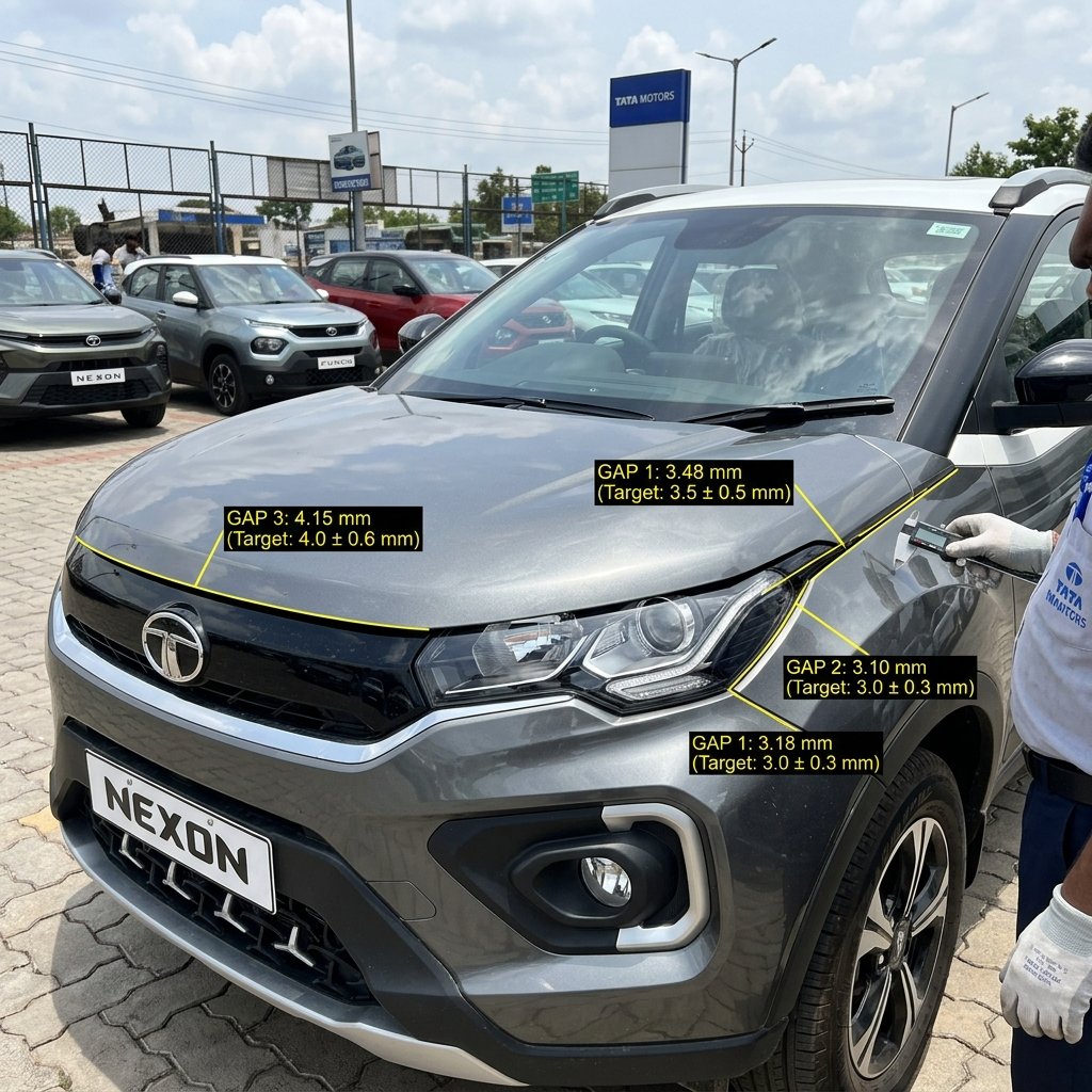 Tata Nexon undergoing panel gap inspect checks