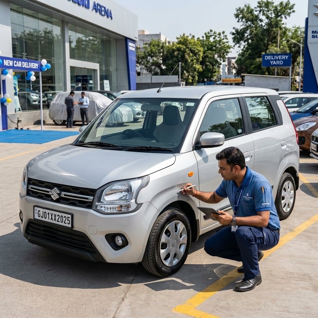 Caya Inspecting Silver WagonR 2025
